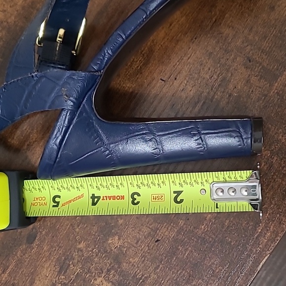 NWT Lauren Ralph Lauren Navy Strappy Platform Croc Embossed Heels size 9 - Picture 7 of 14